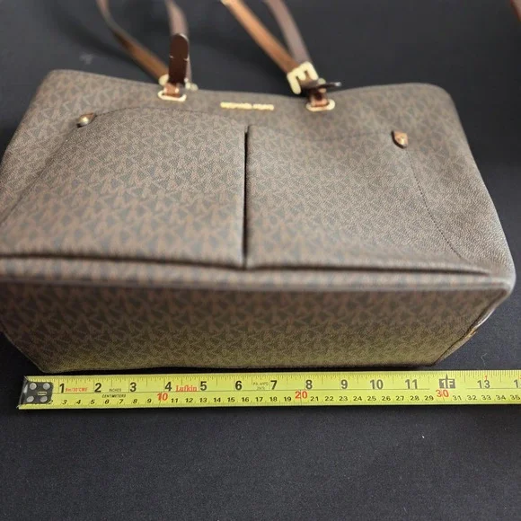 Michael Kors Jet Set Travel MD DBL Pocket Tote Mocha Brown 35H3GTVT8B NEW - Picture 9 of 11